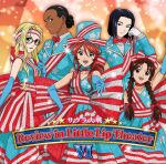  1other 4girls :d album_cover american_flag american_flag_dress american_flag_print androgynous back_bow bad_link bare_shoulders black_eyes black_hair blonde_hair blue_dress blue_eyes blue_hat blue_ribbon blue_sleeves blue_suit bow bowtie braid brown_eyes brown_hair cel_shading child closed_mouth collarbone copyright_name cover cowboy_shot dark-skinned_female dark_skin diana_caprice dots dress elbow_gloves english_text everyone flag_print freckles gemini_sunrise glitter gloves grey_eyes group_picture hair_between_eyes hair_bun hair_ribbon hand_on_own_chest hat hat_ribbon highres horizontal-striped_clothes horizontal-striped_headwear jpeg_artifacts kujou_subaru lens_flare light_blue_dress light_blue_pants light_blue_sleeves light_blue_suit lips logo long_hair long_sleeves looking_at_viewer low-tied_long_hair multiple_girls neck_ribbon official_art open_mouth orange_background outstretched_arm outstretched_hand parted_lips red-framed_eyewear red_bow red_bowtie red_hair red_ribbon red_stripes ribbon rikaritta_aries roman_numeral sagitta_weinberg sakura_taisen sakura_taisen_v short_hair sidelocks smile star_(symbol) straight_hair striped_sash suit taiga_shinjirou third-party_source twin_braids wavy_hair white_gloves white_stripes 