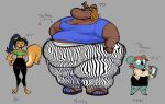 anthro barefoot biped bottomwear bri_(quadroopleguy) chart clothing common_hippopotamus english_text eyewear feet female glasses group hair height_chart hi_res hippopotamid koala larger_anthro larger_female leggings legwear long_hair mammal marsupial model_sheet monique_(quadroopleguy) overweight pants pattern_bottomwear pattern_clothing pattern_pants paws quadroopleguy red_hair rodent sciurid shirt short_hair simple_background size_difference skirt smaller_anthro smaller_female stella_(quadroopleguy) striped_bottomwear striped_clothing striped_pants stripes text topwear tree_squirrel trio vombatiform