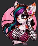  2016 anthro bra breasts cat cleavage clothed clothing feline female fishnet headphones mammal pollo-chan solo underwear 