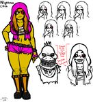  2016 :/ :d animatronic anthro avian bird chicken clothed clothing datfurrydude female five_nights_at_freddy&#039;s five_nights_at_freddy&#039;s_4 glowing glowing_eyes hi_res humanoid lenny_face machine model_sheet nightmare_chica_(fnaf) pink_clothing red_eyes robot smile solo standing thick_thighs tongue tongue_out video_games white_eyes 