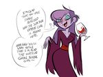  blush drunk english_text eyes_closed fangs female ghoul_school hair herny lipstick purple_hair scooby-doo_(series) sibella_dracula solo text vampire wide_hips 
