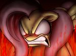  angry equine feathered_wings feathers female feral fire fluttershy_(mlp) friendship_is_magic hair mammal mickeymonster my_little_pony pegasus pink_hair rage rage_face reaction_image red_eyes solo wings yellow_feathers 