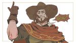  bad_id bad_twitter_id beard brown_eyes brown_gloves brown_hair cigar cowboy_hat english facial_hair gloves hat index_finger_raised looking_at_viewer male_focus mccree_(overwatch) overwatch smoking solo 