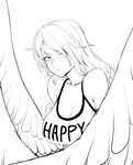  bad_id bad_pixiv_id blush breasts embarrassed feathered_wings feathers greyscale harpy highres huge_breasts monet_(one_piece) monochrome monster_girl one_piece solo space_jin wings 