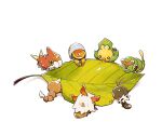  animal_focus bug caterpie caterpillar eating grubbin horns larvesta leaf no_humans pokemon pokemon_(creature) scatterbug sewaddle simple_background single_horn ssalbulre weedle white_background white_fur wurmple 