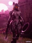 3:4 absurd_res anthro armor big_breasts bodily_fluids breasts clothed clothing degen3d female gun hasbro headgear helmet hi_res military my_little_pony navel navel_piercing piercing ranged_weapon skimpy solo spacesuit sweat sweatdrop sweaty_breasts tactical_gear tagme unconvincing_armor weapon