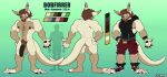 2023 abs absurd_res anthro backsack balls bobfirrer body_hair chest_hair churrosolixoso clothed clothing eyewear front_view genitals glasses hi_res kangaroo macropod male mammal marsupial model_sheet muscular muscular_anthro muscular_male nipples nude pecs penis pubes rear_view solo