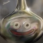 highres ikuyoan lens_flare metal_slime no_humans signature slime_(dragon_quest) smile solo 