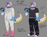 absurd_res anthro bigwetslapper canid canine canis clothed clothing collar colored daddog_(bigwetslapper) fluffy hair handpaw hi_res male mammal model_sheet neck_tuft overweight overweight_anthro pastel_theme paws solo sparkledog torn_clothing tuft wolf
