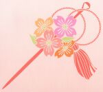  dogwood_(flower) flower hair_ornament highres kanzashi no_humans no_lineart object_focus official_art orange_flower pink_background pink_flower pink_theme third-party_source tsumami_kanzashi vocaloid vy1 