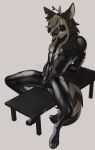 absurd_res anthro bdsm bondage bound eyes_closed hi_res hyena latex male mammal priest15125 rope solo spread_legs spreading