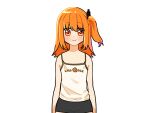  1girl a.i._voice adachi_rei alternate_costume arms_at_sides black_panties boyshort_panties camisole closed_mouth clothes_writing looking_at_viewer medium_hair one_side_up orange_eyes orange_hair panties retsu404 simple_background smile solo spaghetti_strap standing straight-on transparent_background underwear underwear_only upper_body utau white_camisole 