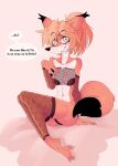 absurd_res anthro areola biped breasts canid canine clothing dialogue english_text female fishnet_clothing fox fur hi_res looking_at_viewer mammal nipples orange_body orange_fur ponporio_(artist) solo speech_bubble tail text