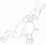  anthro anus balls barefoot big_balls black_and_white butt crossgender digital_drawing_(artwork) digital_media_(artwork) disney ducati genital_focus holding_butt judy_hopps lagomorph line_art looking_at_viewer looking_back male mammal monochrome nude one_eye_closed perineum pinup pose presenting presenting_hindquarters rabbit rear_view saggy_balls thick_thighs zootopia 