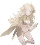  black_bridal_gauntlets bodystocking bridal_gauntlets brinaa_sama circlet fire_emblem fire_emblem_fates gold_cape grey_eyes highres ophelia_(fire_emblem) panties underwear yellow_panties 