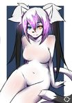  anthro breasts featureless_breasts featureless_crotch feline female looking_at_viewer mammal naomy navel nude simple_background smile solo 