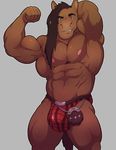  2016 abs anthro armpits athletic balls biceps big_balls big_muscles big_penis brown_fur bulge clothed clothing digital_media_(artwork) equine front_view fur hair hi_res horse kilt knuxlight looking_at_viewer male mammal muscular muscular_male nipples nude pecs penis pinup pose sieg simple_background smile solo standing topless underwear vein 