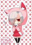  akeiro_kaikitan chibi red_eyes short_hair silver_hair solo thighhighs velvet_(akeiro_kaikitan) 