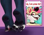 anthro between_toes feet female female/female foot_fetish foot_focus group helluva_boss hi_res larger_female loona_(helluva_boss) macro male male/female micro pawpads paws queen_bee-lzebub_(helluva_boss) robomax size_difference smaller_female smaller_male soles toes trio vortex_(helluva_boss)