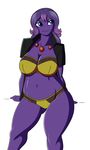  2016 anthro anthrofied big_breasts blue_eyes bra breasts cleavage clothed clothing fan_character female gem gloria_azure hair long_hair mismagius navel nintendo pok&eacute;mon pok&eacute;morph purple_hair purple_skin simple_background slightly_chubby smile solo thick_thighs underwear video_games white_background wide_hips xehta13 