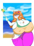  anthro beach big_breasts breasts caprine cellphone cloud eyewear female glasses goat hair huge_breasts hyper hyper_breasts mammal phone red_hair seaside selfie_stick solo tamboribora thick_thighs wide_hips 