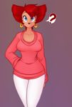  2016 ? absurd_res anthro blue_eyes canine clothed clothing disney ear_piercing eyelashes female goof_troop hair hi_res looking_at_viewer mammal peg_pete piercing red_hair scorpdk simple_background solo 
