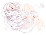  aliasing barefoot bubbles haegiwa long_hair original red_eyes shiroi_ko_(haegiwa) shirt white white_hair 