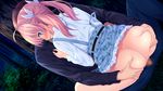  ass ass_grab blue_eyes blush censored clothed_sex forest game_cg grass highres legs long_sleeves looking_back mosaic_censoring no_panties original outdoors parted_lips penis pink_hair sakura_no_mori_dreamers sex sitting sitting_on_person skirt skirt_lift solo_focus sweat thighs trees twintails unzipped vaginal yamakaze_ran 