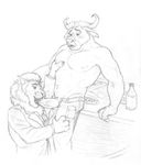  anthro blush bovine buffalo chief_bogo clothed clothing desk disney duo erection feline greyscale grope horn humanoid_penis kneeling leodore_lionheart lion looking_down looking_pleasured male male/male mammal mane monochrome navel necktie neverwolf nipples open_mouth open_pants oral oral_penetration partially_retracted_foreskin pecs pencil_(artwork) penetration penis predator/prey suit topless traditional_media_(artwork) uncut zootopia 