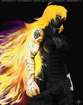 artist_request blonde_hair captain_america_civil_war commentary cosplay english_commentary highres marvel mask red_eyes rwby winter_soldier winter_soldier_(cosplay) yang_xiao_long 