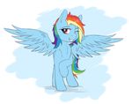  blue_feathers equine feathered_wings feathers female feral friendship_is_magic fur hair horse mammal multicolored_hair my_little_pony pegasus pony rainbow_dash_(mlp) rainbow_hair solo strachattack_(artist) wings 