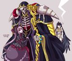  2girls ainz_ooal_gown albedo artist_request black_hair gothic_lolita hood horns jewelry joshua2368 multiple_girls overlord_(maruyama) purple_hair red_eyes ring robe shalltear_bloodfallen skeleton staff wings 