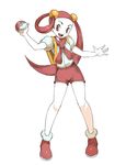  female full_body genzoman miru_(pokemon) nintendo poke_ball pokemon pokemon_(game) pokemon_dppt red_hair short_shorts shorts simple_background solo white_background 