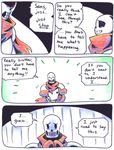  2016 aftertale animated_skeleton annoyed bone comic dead_eyes dialogue empty_smile english_text loverofpiggies male papyrus_(undertale) sans_(undertale) scarf skeleton text undead undertale video_games 