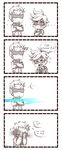 &gt;_&lt; 1boy 1girl 4koma :t anger_vein blush chibi closed_eyes comic covering_face english face_mask highres mask md5_mismatch overwatch pout reverse_translation rugichan short_hair signature soldier:_76_(overwatch) spot_color stitched third-party_edit tracer_(overwatch) 