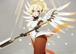  female mercy_(overwatch) overwatch simple_background solo 