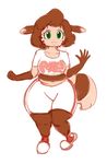  :3 aged_down breasts brown_fur brown_hair curly_q cute eyelashes female freckles fur furret green_eyes hair keijimatsu midriff nintendo pok&eacute;mon pok&eacute;morph solo tan_fur video_games waving young 