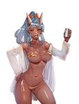  :d ass_visible_through_thighs bangs beer_can bikini bikini_under_clothes blue_hair body_piercings bow bow_(bhp) breasts can choker cleavage collarbone collared_shirt covered_nipples cowboy_shot dark_skin dress_shirt drunk fangs hair_bow halterneck hand_on_hip heavy_breathing holding horns large_breasts long_hair long_sleeves looking_at_viewer micro_bikini navel navel_piercing off_shoulder oni oni_horns open_clothes open_mouth open_shirt orange_eyes original piercing pointy_ears ponytail red_bow shiny shiny_skin shirt side-tie_bikini sidelocks simple_background sketch skindentation smile solo stomach string_bikini swept_bangs swimsuit tiger_stripes underboob white_background white_shirt 
