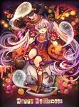 :3 animal_ears ghost gloves halloween happy_halloween jack-o'-lantern long_hair looking_at_viewer madogawa open_mouth original paw_gloves paws skull solo twintails very_long_hair 