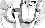  ! abs animal_ears areolae armpits bent_over blue_eyes blush breasts claws cleavage collar dog_ears dog_tail downblouse embarrassed feisty/guardbro_(drawfag) fur furry grabbing guardbro hanging_breasts headband large_breasts limited_palette lineart monochrome monster_girl monster_musume_no_iru_nichijou naked_towel navel no_bra one_eye_closed open_mouth polt signature simple_background sketch solo spoken_exclamation_mark spot_color startled surprised tail thick_thighs thighs towel white_background wide_hips 