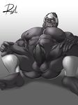  abs anus ape biceps eyewear glasses gorilla humanoid_penis male mammal muscular nipples overwatch pecs penis primate reclamon solo video_games winston_(overwatch) 