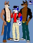  anthro belt buster_(lady_and_the_tramp) canine cloth clothed clothing doberman dog german_shepherd male mammal muscular nipples thunderbolt topless 