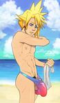  anma beach cloud_strife final_fantasy final_fantasy_vii male_focus ocean outdoors penis summer swimsuit testicles topless 