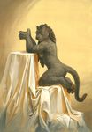  2016 breasts feline female fur grey_fur jaguar looking_at_viewer mammal nude scale_(artist) side_boob solo 