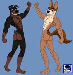  anthro buster_(lady_and_the_tramp) butt canine doberman dog german_shepherd mammal muscular nipples nude thunderbolt 