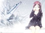  crystal d-a_black highres ice long_sleeves murakami_suigun pajamas rin_(d-a_black) snow snowing solo wallpaper 