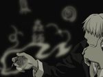  cigarette ginko hair_over_one_eye highres male_focus mushishi smoking solo vector_trace wallpaper 
