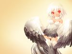  feathered_wings feathers harpy highres monster_girl original red_eyes shigatake solo wallpaper white_hair wings 