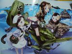  aircraft airplane animal_ears ass black_hair blonde_hair blue_eyes bomb boots braid caterpillar_tracks crash glasses ground_vehicle hairband hat ju_87 long_hair luftwaffe mc_axis mecha_musume medic military military_uniform military_vehicle motor_vehicle multiple_girls nishieda panzerkampfwagen_iv snow swastika tail tank twin_braids twintails uniform world_war_ii 