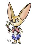  2016 angry anthro canine clothed clothing crossdressing digital_media_(artwork) disney finnick fox frown fur humor male mammal parody sailor_moon_(series) saine_grey simple_background solo what white_background zootopia 